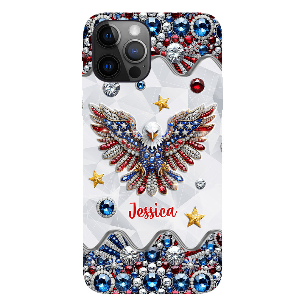 Coque de téléphone personnalisée avec aigle à tête blanche et motif patriotique