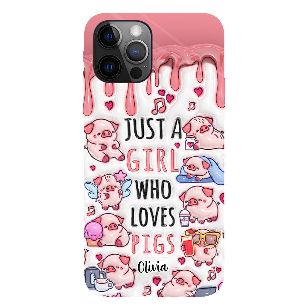 Juste une fille qui aime les cochons - Coque de téléphone personnalisée avec impression intégrale pour les amoureux des cochons