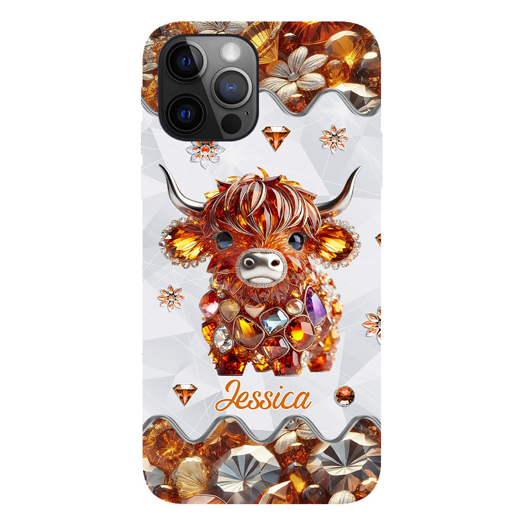 Coque de téléphone personnalisée avec impression intégrale « Juste une fille qui aime les vaches des Highlands »