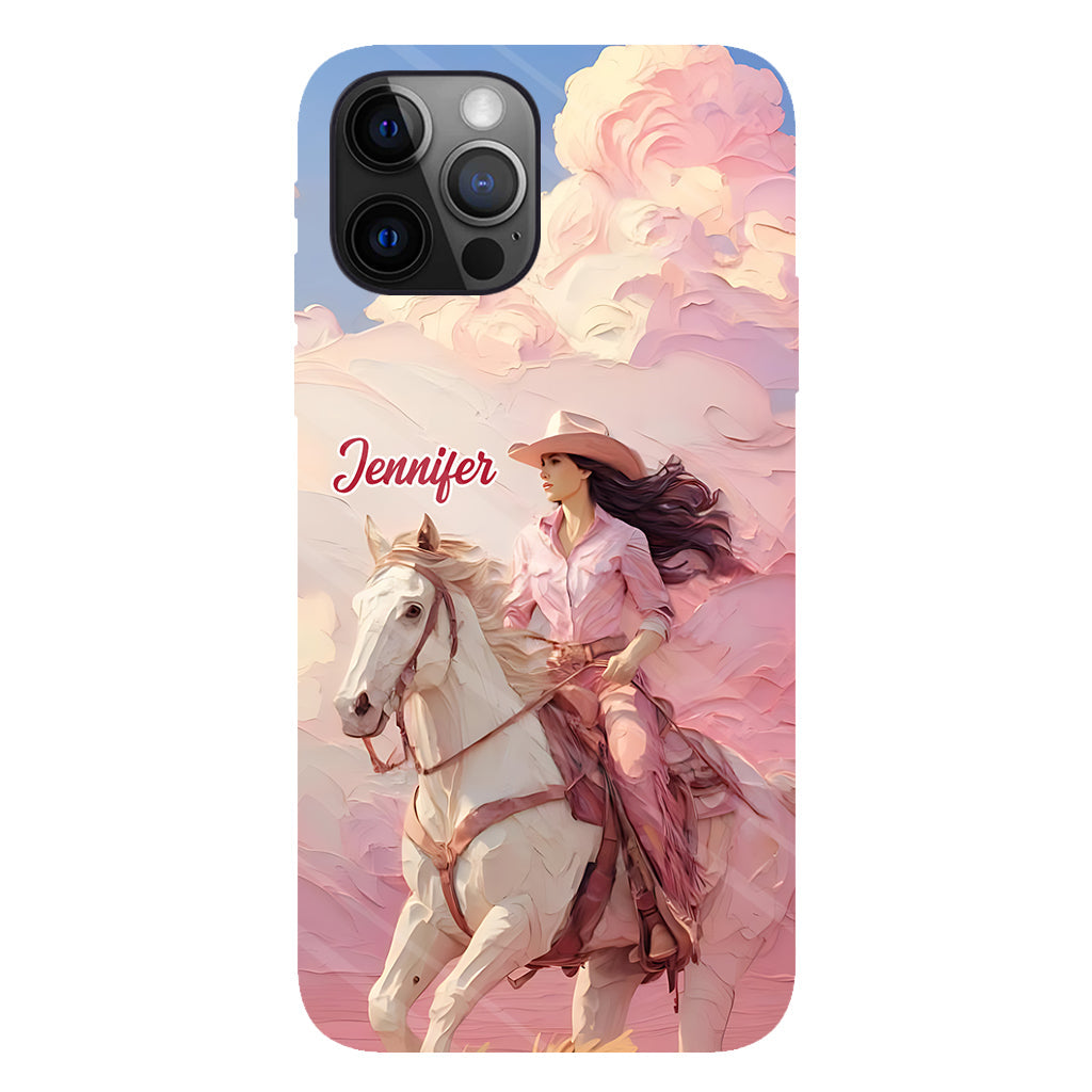 Coque de téléphone personnalisée avec imprimé intégral « Cowgirl rose »