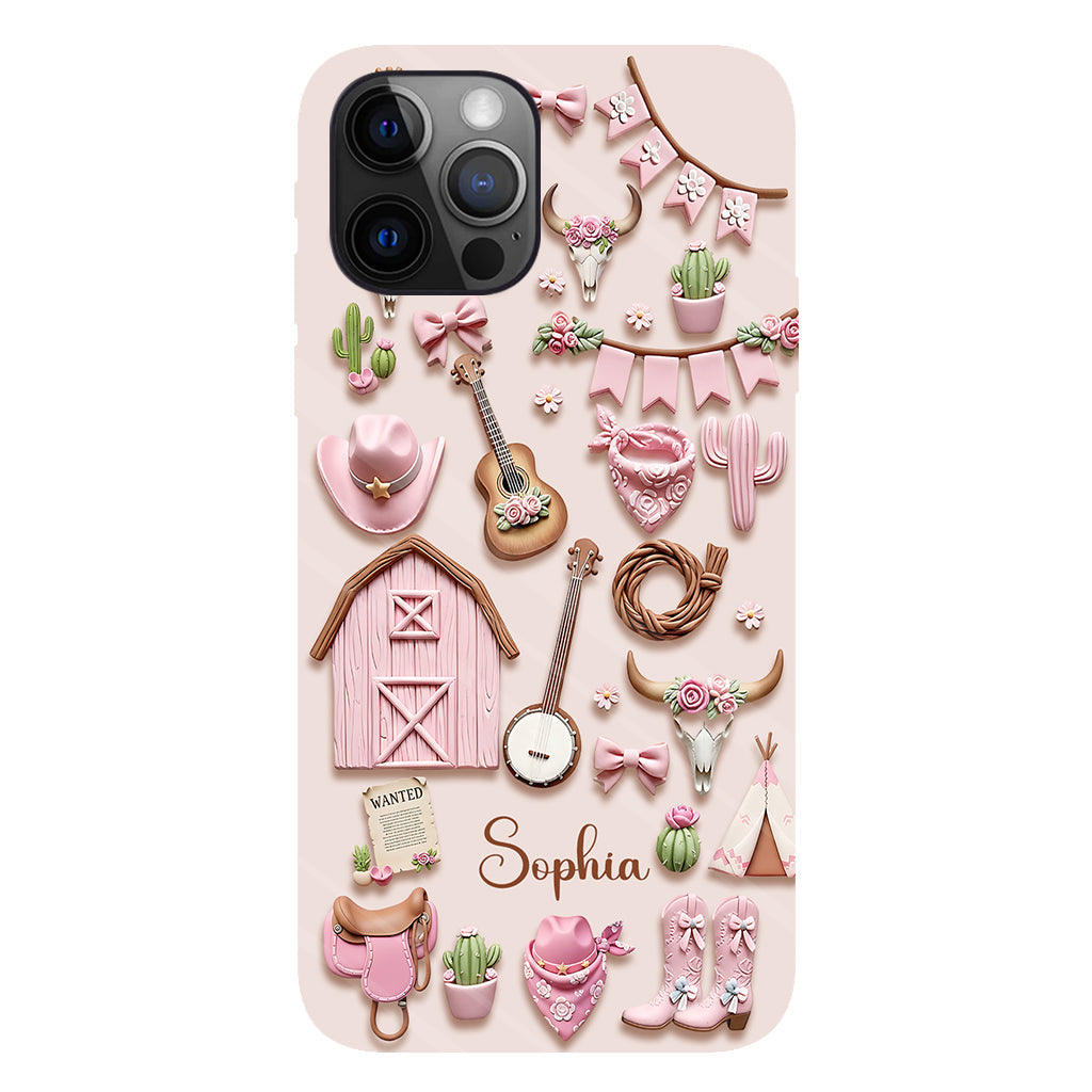 Coque de téléphone personnalisée avec imprimé intégral « Cowgirl rose »