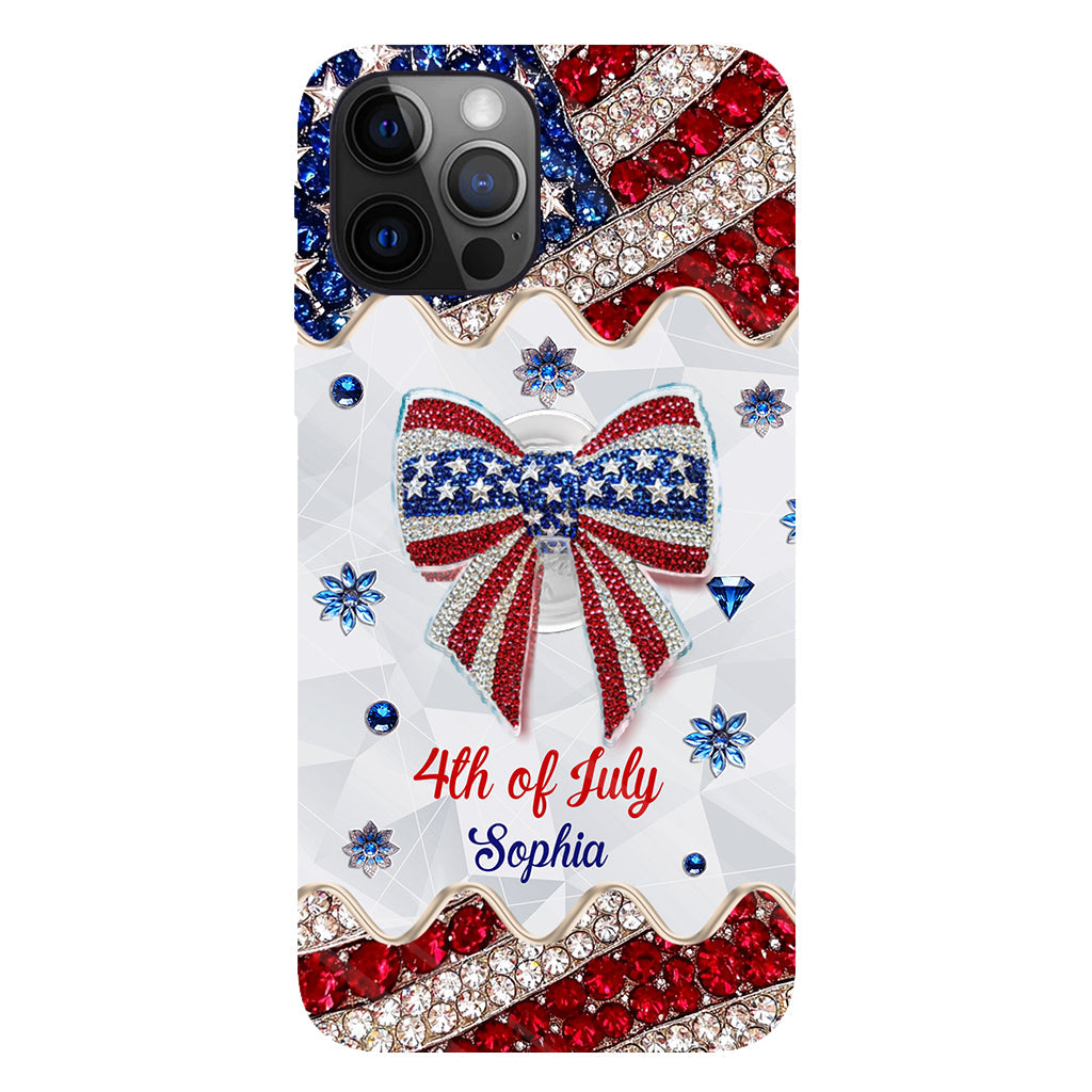 Fête de l'Indépendance - Coque de téléphone et support personnalisés avec impression intégrale pour la fête nationale américaine (4 juillet).
