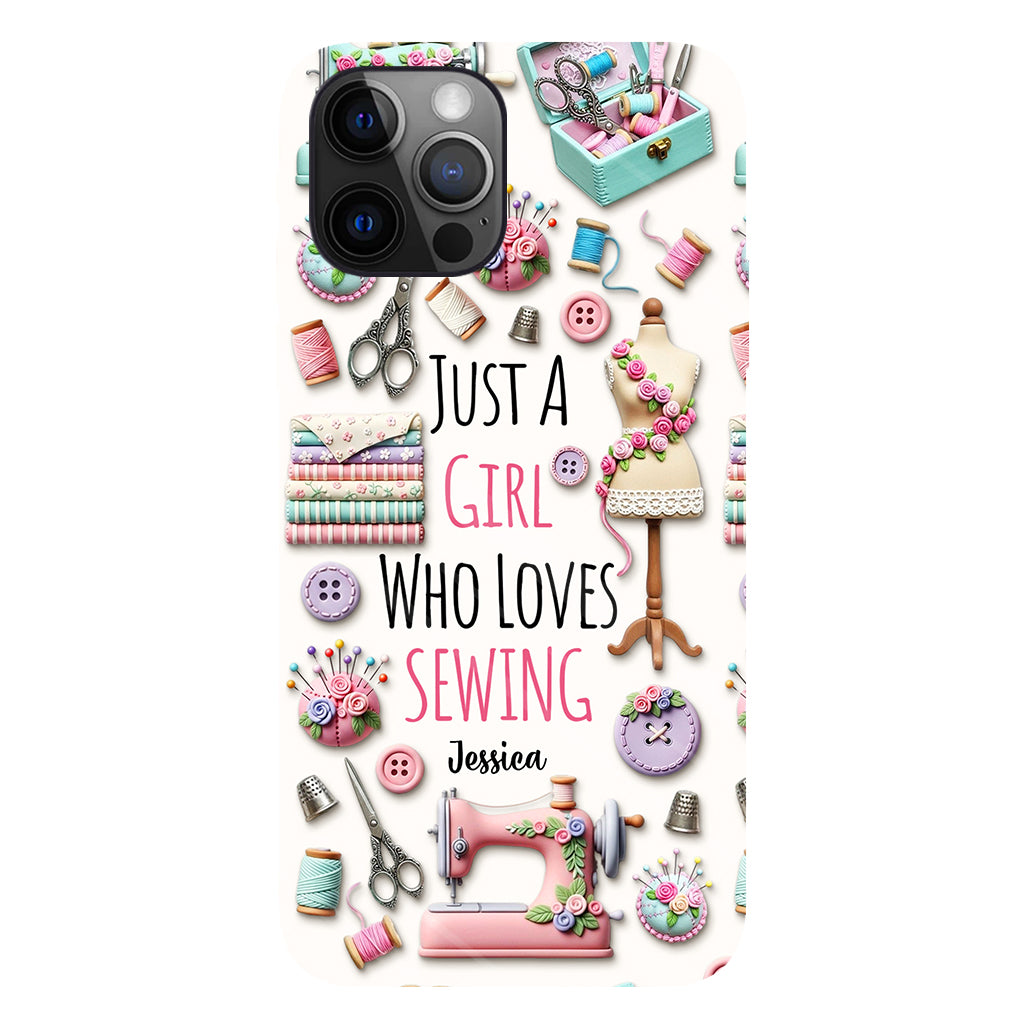 Coque de téléphone personnalisée « Juste une fille qui aime coudre » avec impression intégrale