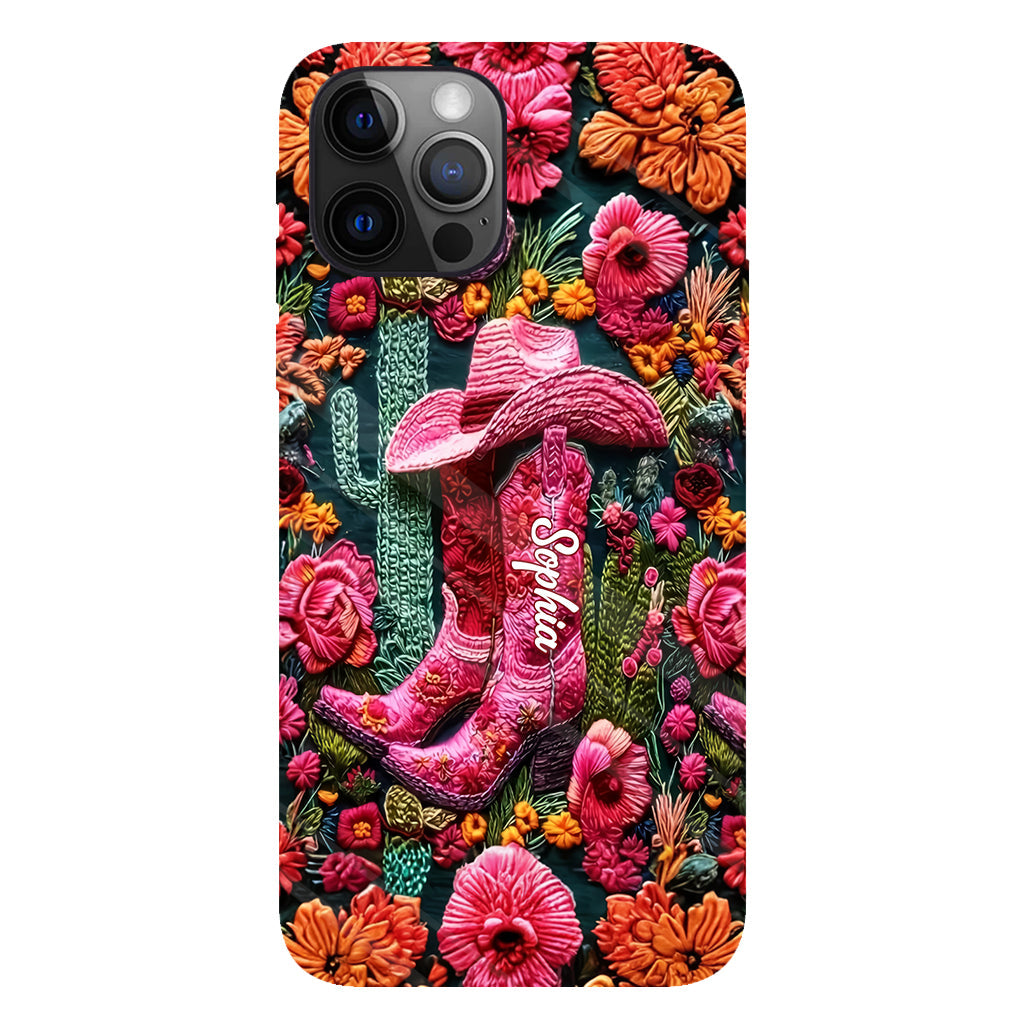 Coque de téléphone personnalisée « Cowgirl rose » avec imprimé intégral