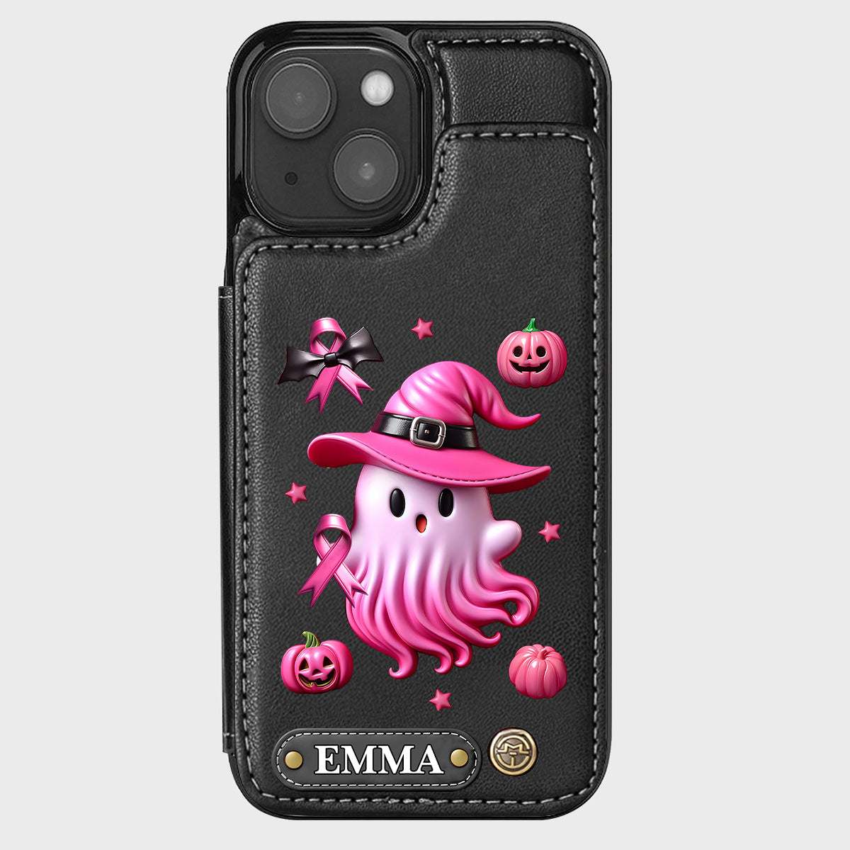 Pink Ghost - Personalized Breast Cancer Awareness Wallet Phone Case