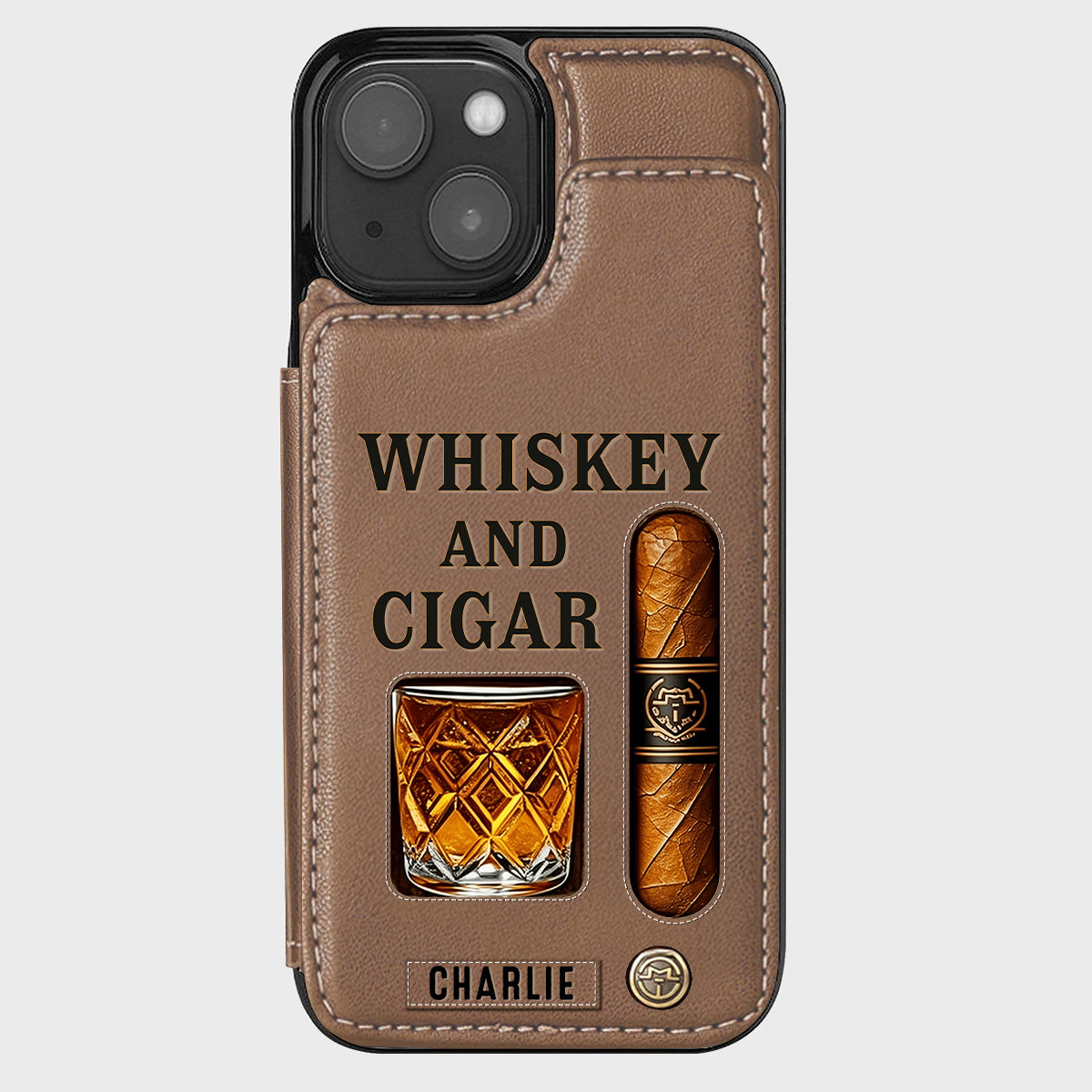Whiskey & Cigar - Personalized Whisky Wallet Phone Case