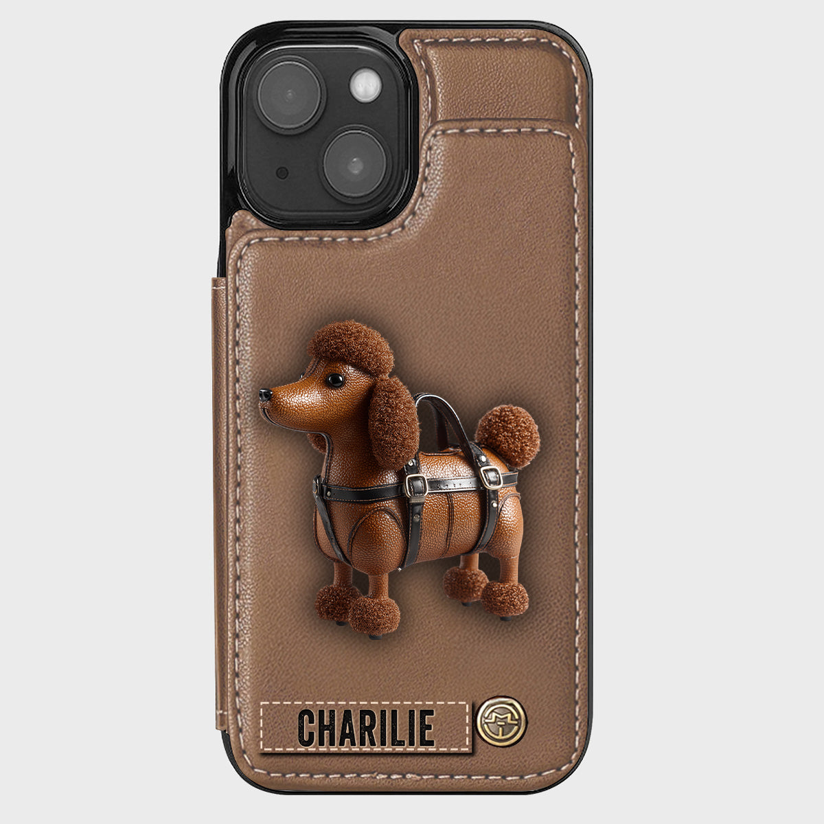 Étui portefeuille personnalisé pour téléphone avec un adorable caniche - Étui pour téléphone à motif chien