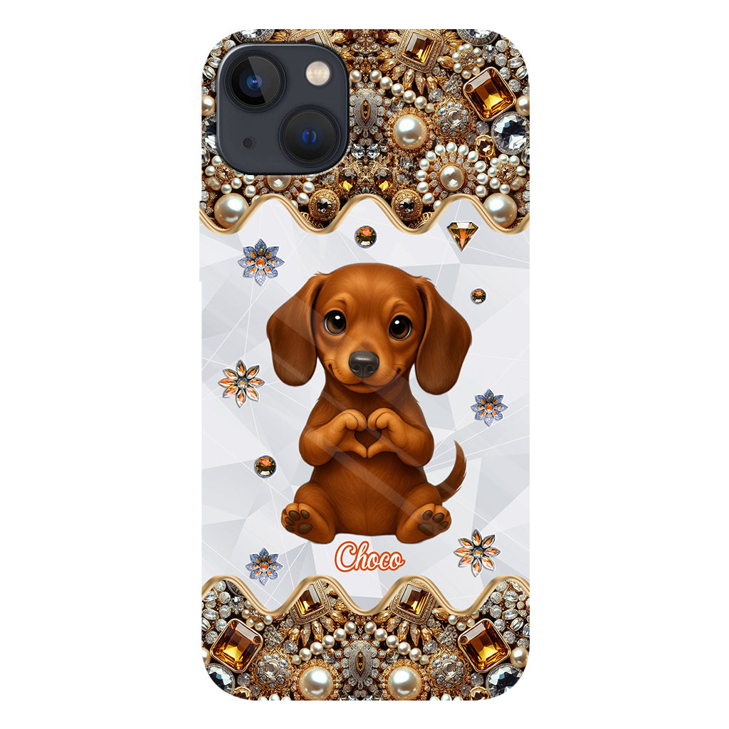 Coque de téléphone personnalisée avec motif de chiot/chat faisant des cœurs avec ses mains