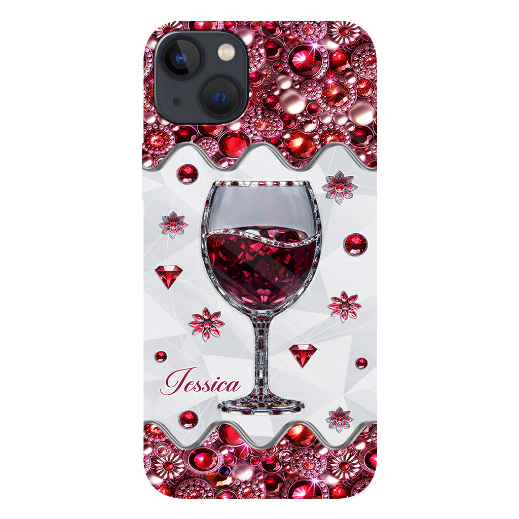 Une fille qui aime le vin - Coque de téléphone personnalisée avec impression intégrale sur le thème du vin
