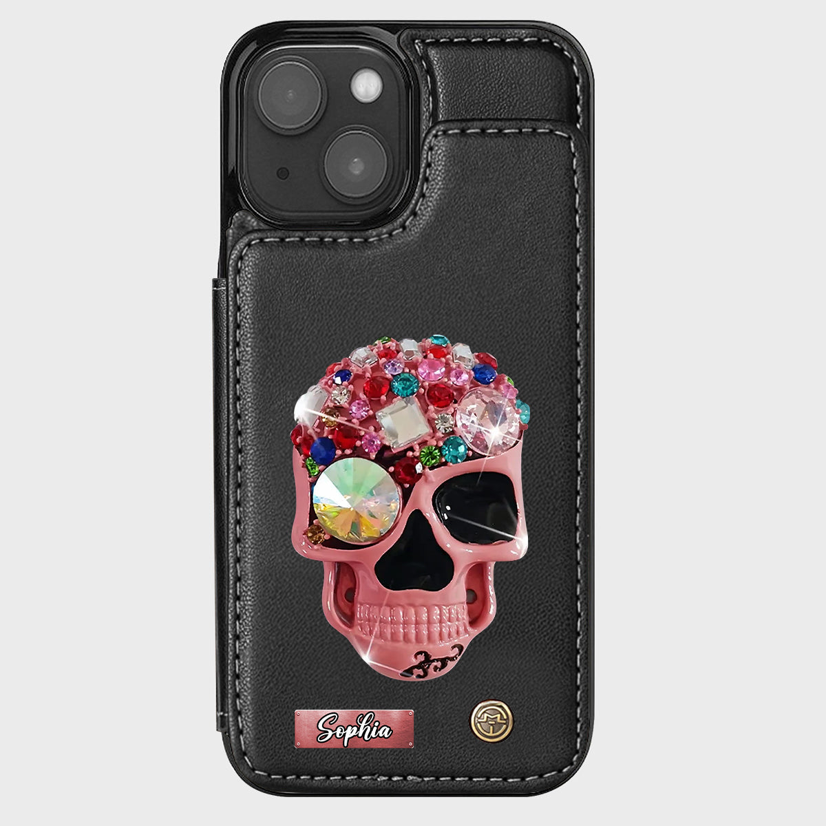 Shiny Skull - Personalized Skull Wallet Phone Case