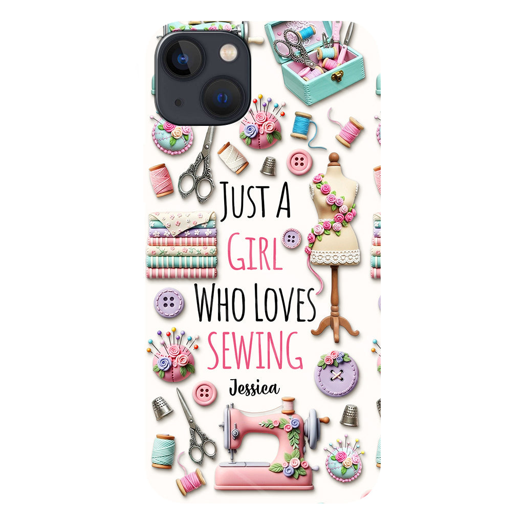 Coque de téléphone personnalisée « Juste une fille qui aime coudre » avec impression intégrale