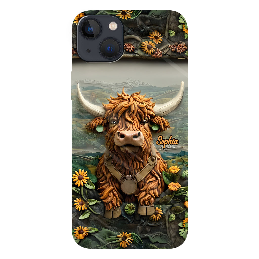 Coque de téléphone personnalisée avec imprimé vache des Highlands - Mignonne vache des Highlands
