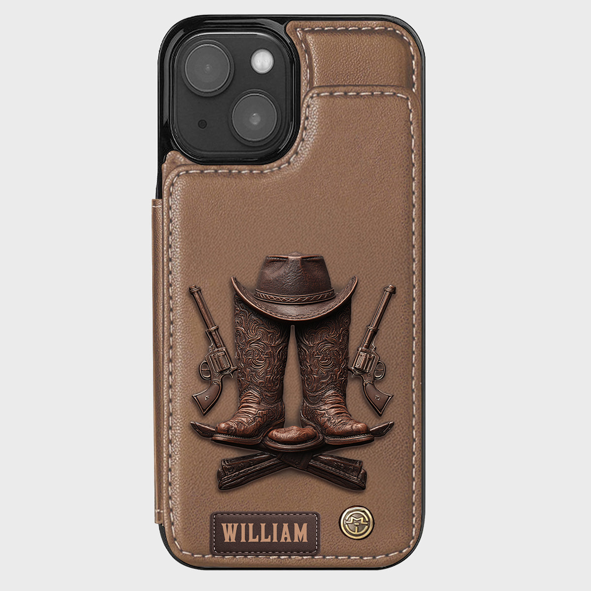 Western Spirit - Étui portefeuille personnalisé style western pour téléphone
