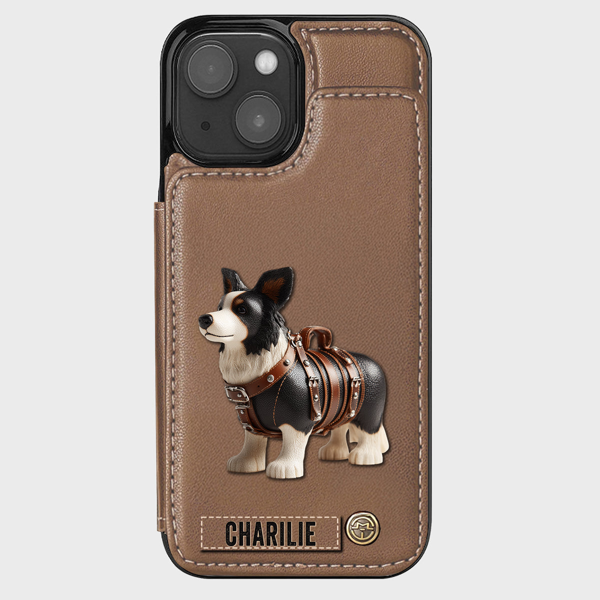 Niedliche Border Collie - Personalisierte Hunde-Geldbörsen-Handyhülle