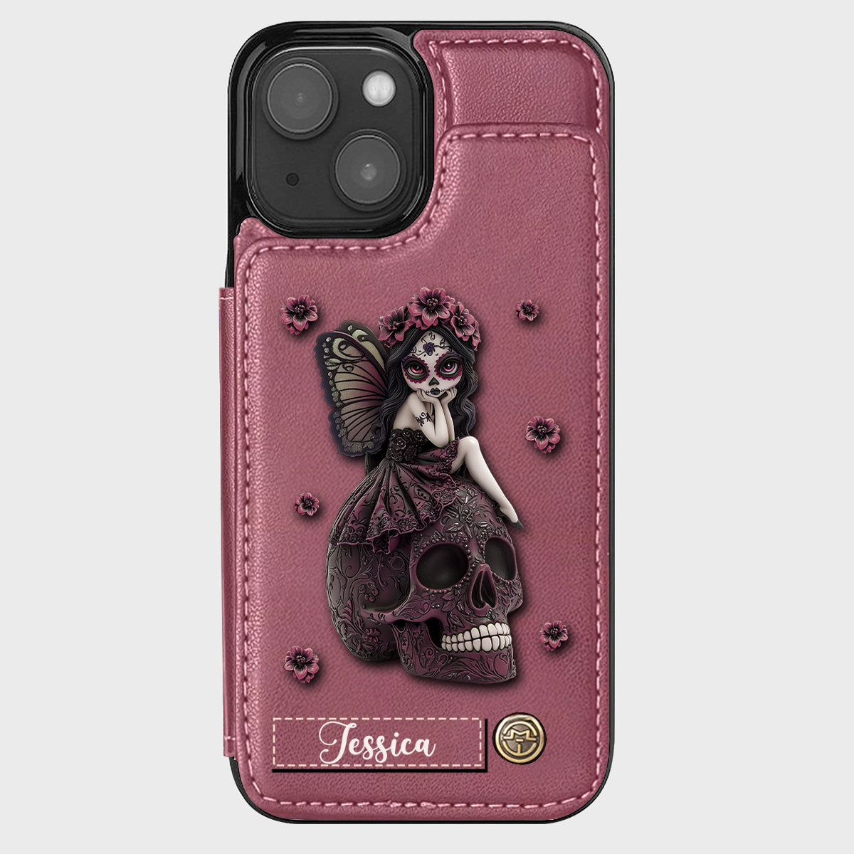 Beautiful Gothic Fairy Girl - Personalized Skull Wallet Phone Case