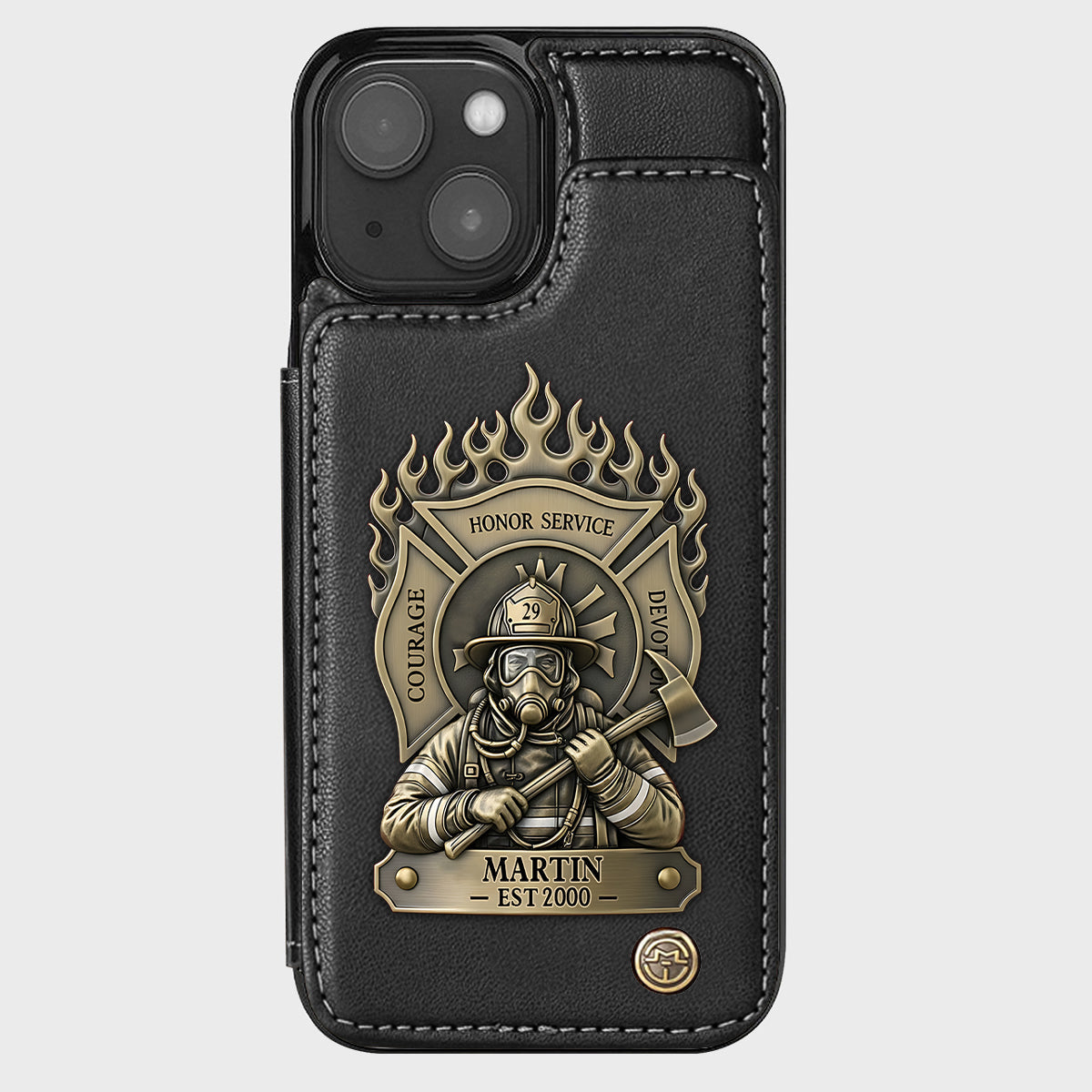 Fier pompier - Étui portefeuille personnalisé pour téléphone