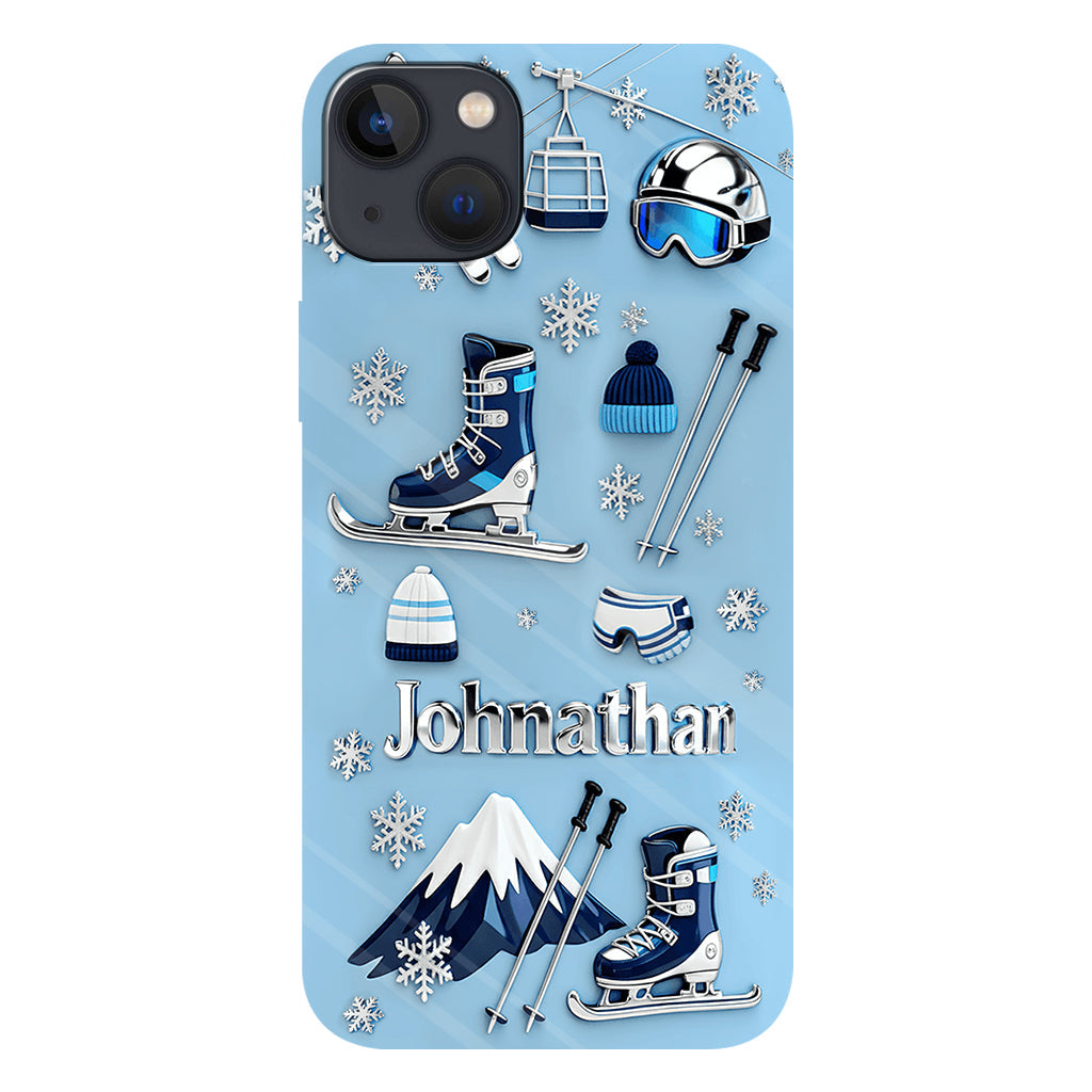 Le ski me rend heureux - Coque de téléphone personnalisée avec impression intégrale sur le thème du ski