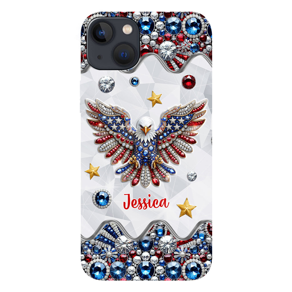 Coque de téléphone personnalisée avec aigle à tête blanche et motif patriotique