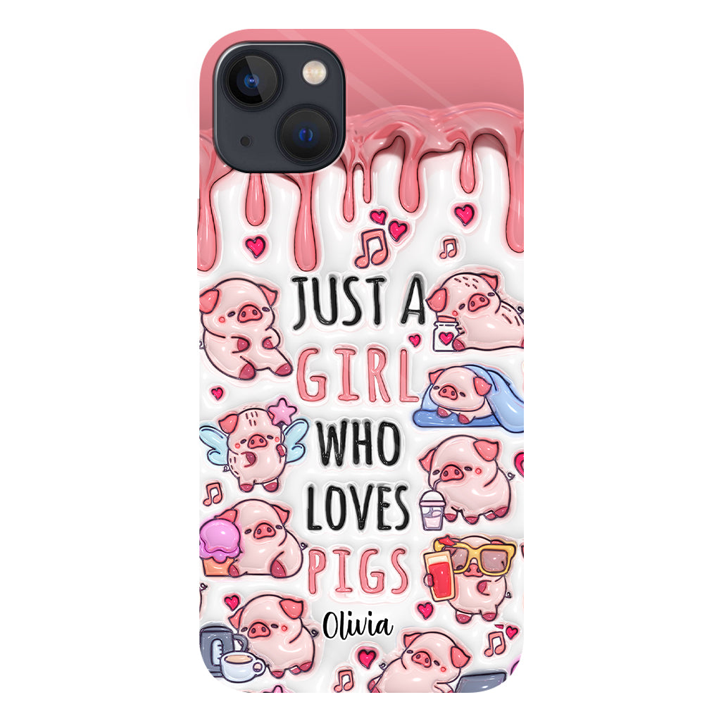 Juste une fille qui aime les cochons - Coque de téléphone personnalisée avec impression intégrale pour les amoureux des cochons