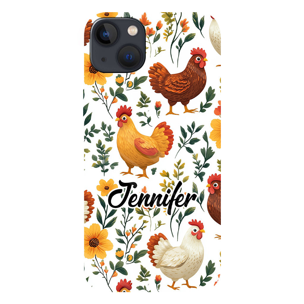 Cute Floral Chickens - Personalized Chicken Full Print Phone Case