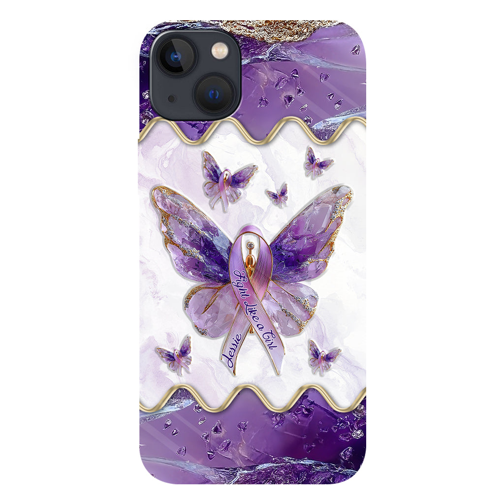 Combattez comme une fille - Coque de téléphone personnalisée avec impression intégrale pour la sensibilisation au lupus