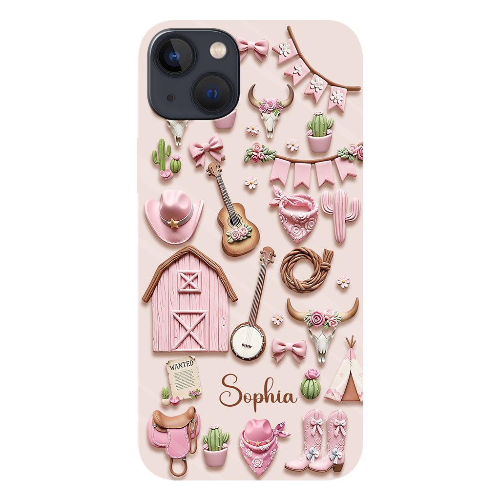 Coque de téléphone personnalisée avec imprimé intégral « Cowgirl rose »