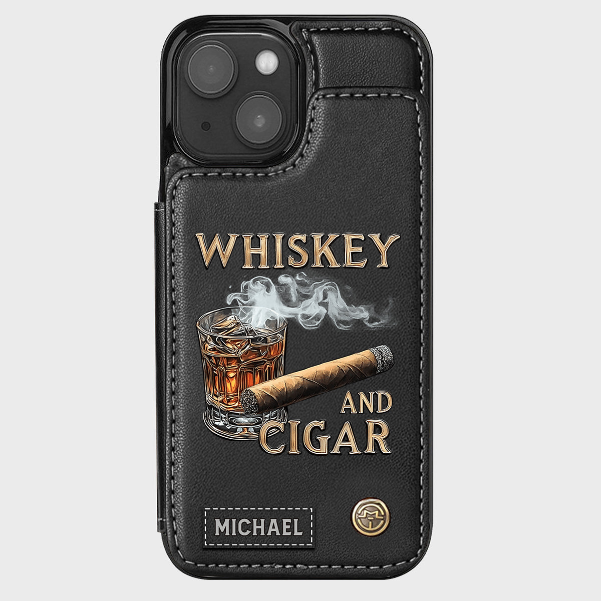 Whiskey And Cigar - Personalized Whisky Wallet Phone Case