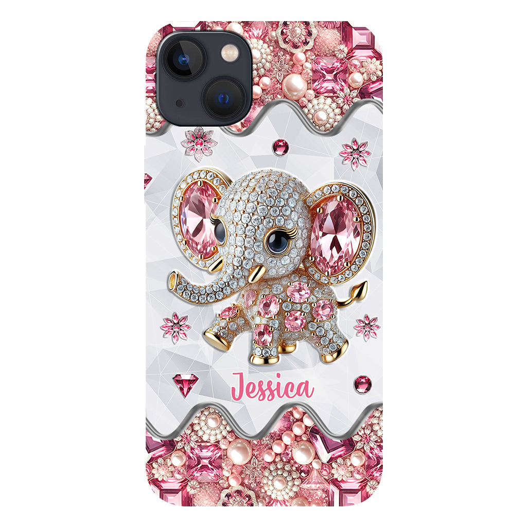 Une fille qui aime les éléphants - Coque de téléphone personnalisée avec imprimé éléphant