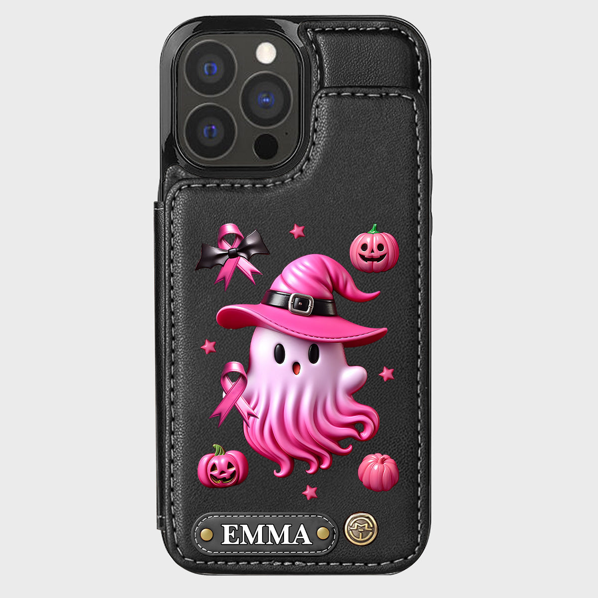 Pink Ghost - Personalized Breast Cancer Awareness Wallet Phone Case