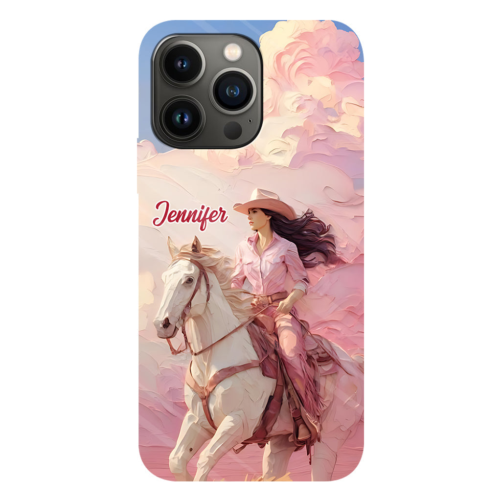 Coque de téléphone personnalisée avec imprimé intégral « Cowgirl rose »