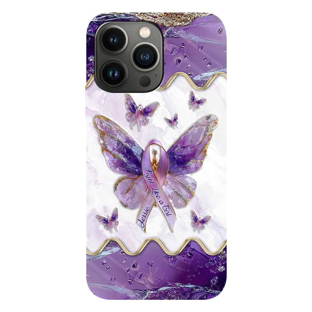 Combattez comme une fille - Coque de téléphone personnalisée avec impression intégrale pour la sensibilisation au lupus