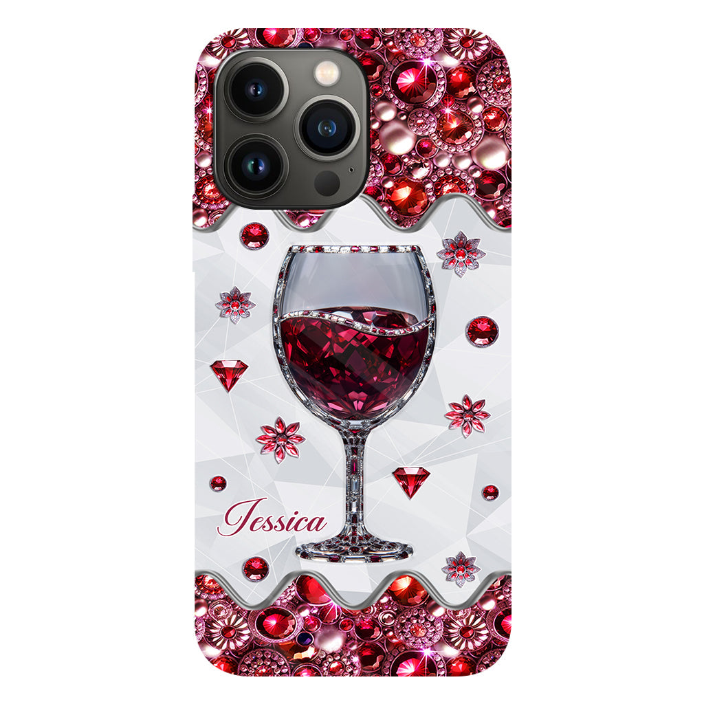 Une fille qui aime le vin - Coque de téléphone personnalisée avec impression intégrale sur le thème du vin