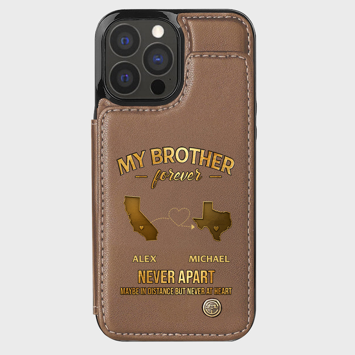 My Brother/ Sister/ Son... Forever, Never Apart Maby In Distance But Never At Heart - Personalized Sibling Wallet Phone Case