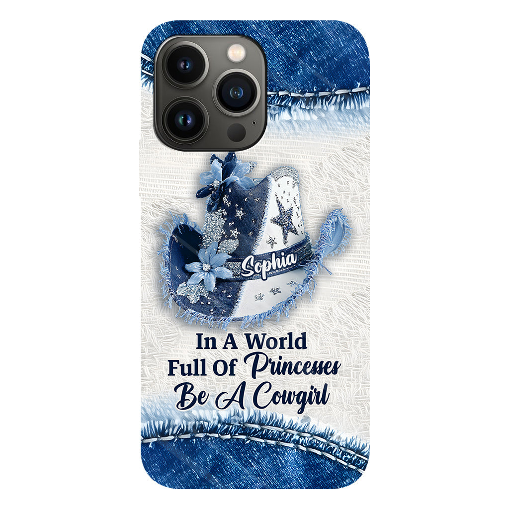 In einer Welt voller Prinzessinnen – Personalisierte Handyhülle mit Cowgirl-Print
