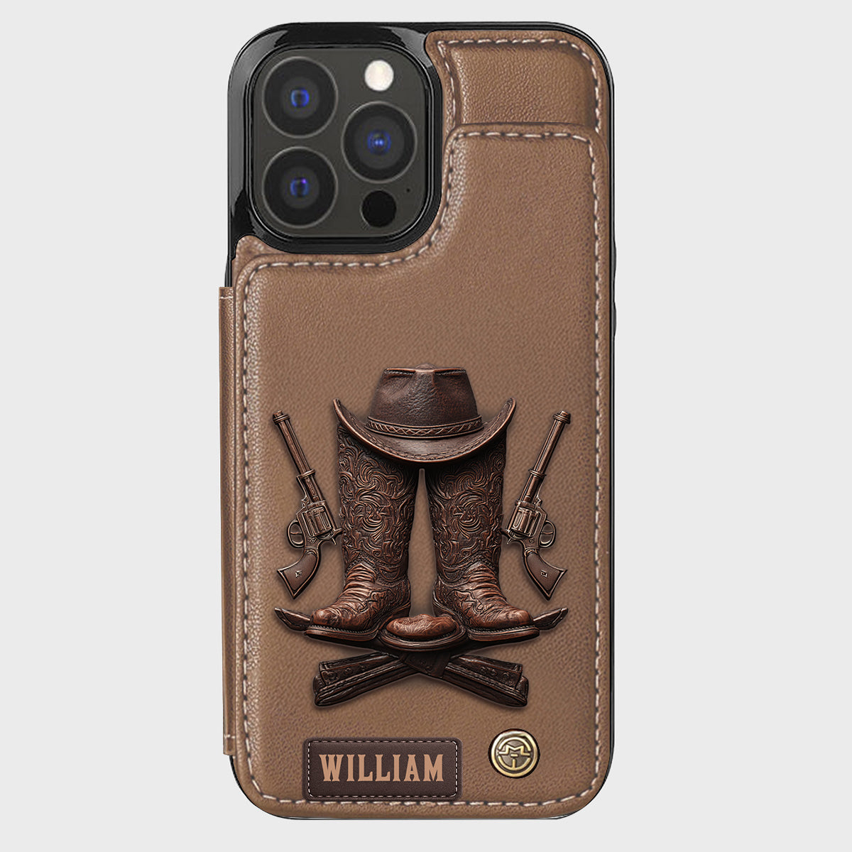 Western Spirit - Étui portefeuille personnalisé style western pour téléphone