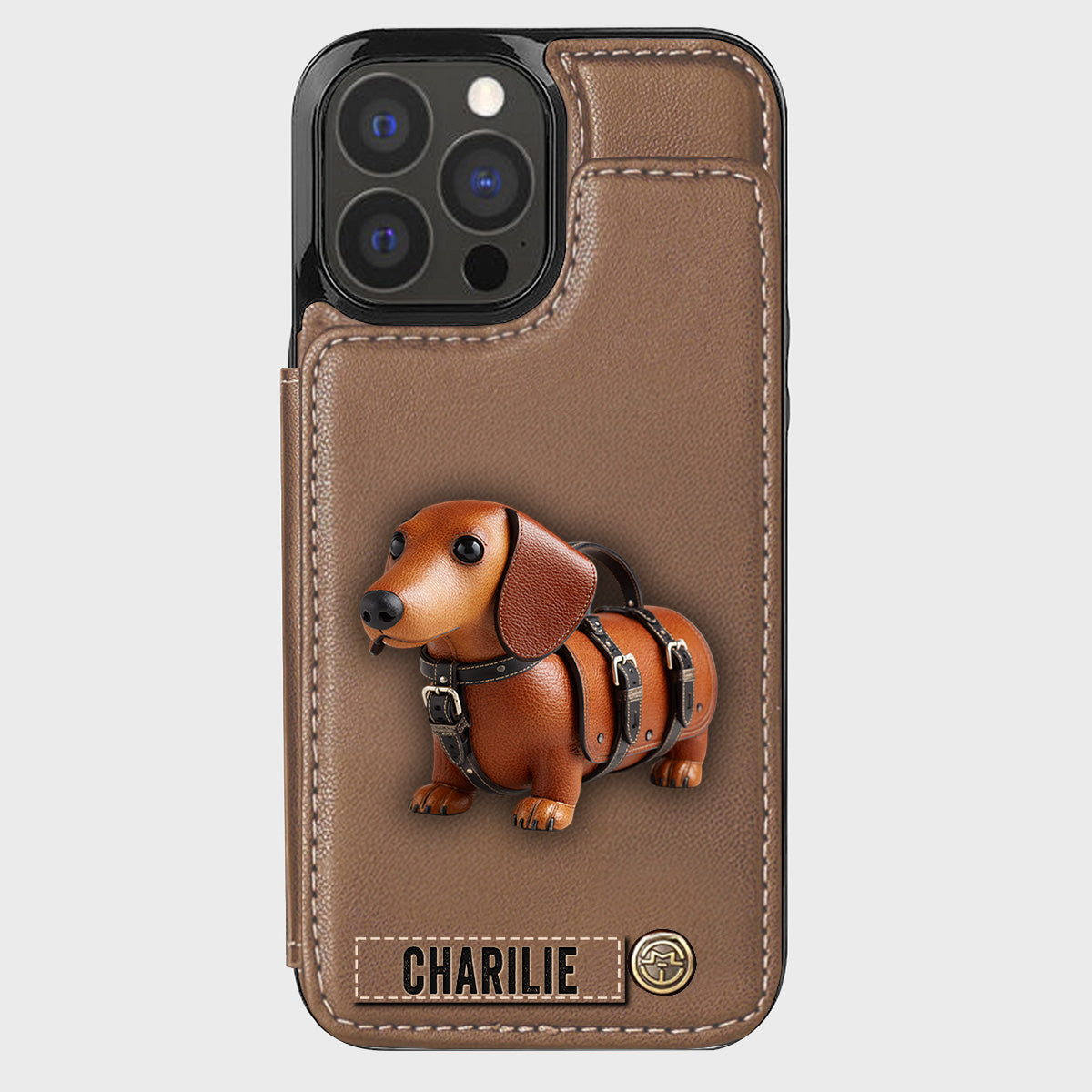 Cute Dachshund - Personalized Dog Wallet Phone Case