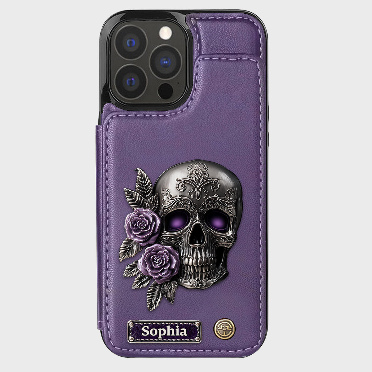 Skull And Roses - Personalized Skull Wallet Phone Case