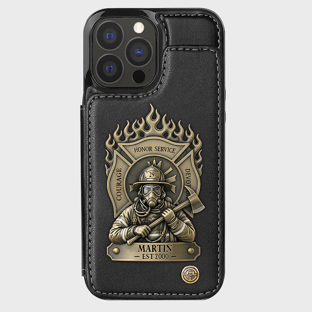 Fier pompier - Étui portefeuille personnalisé pour téléphone