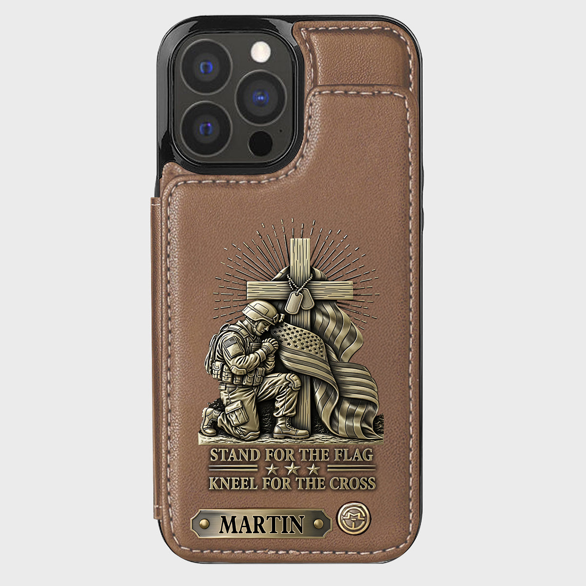Kneel For The Cross - Personalized Veteran Wallet Phone Case
