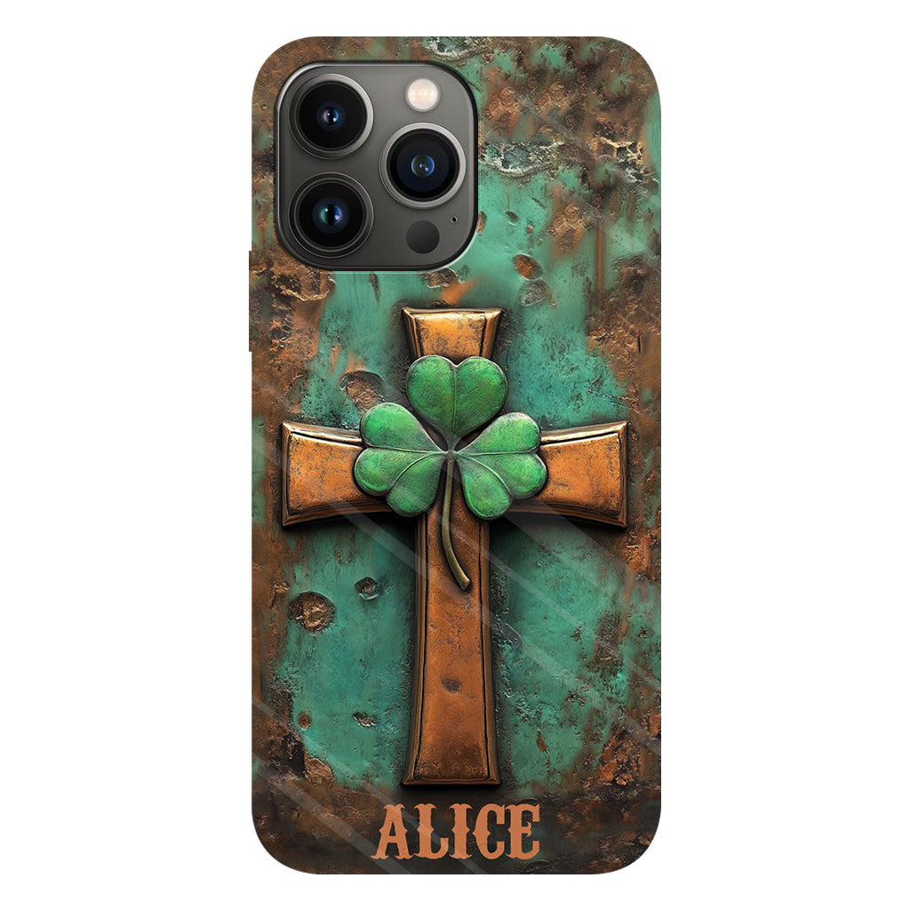Coque de téléphone vintage avec croix irlandaise et impression intégrale personnalisée pour la Saint-Patrick