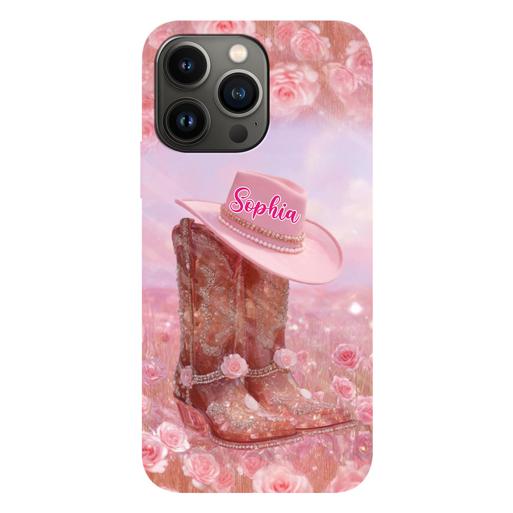 Florales Cowgirl-Motiv – Personalisierte Handyhülle und Handygriff mit Cowgirl-Vollbilddruck