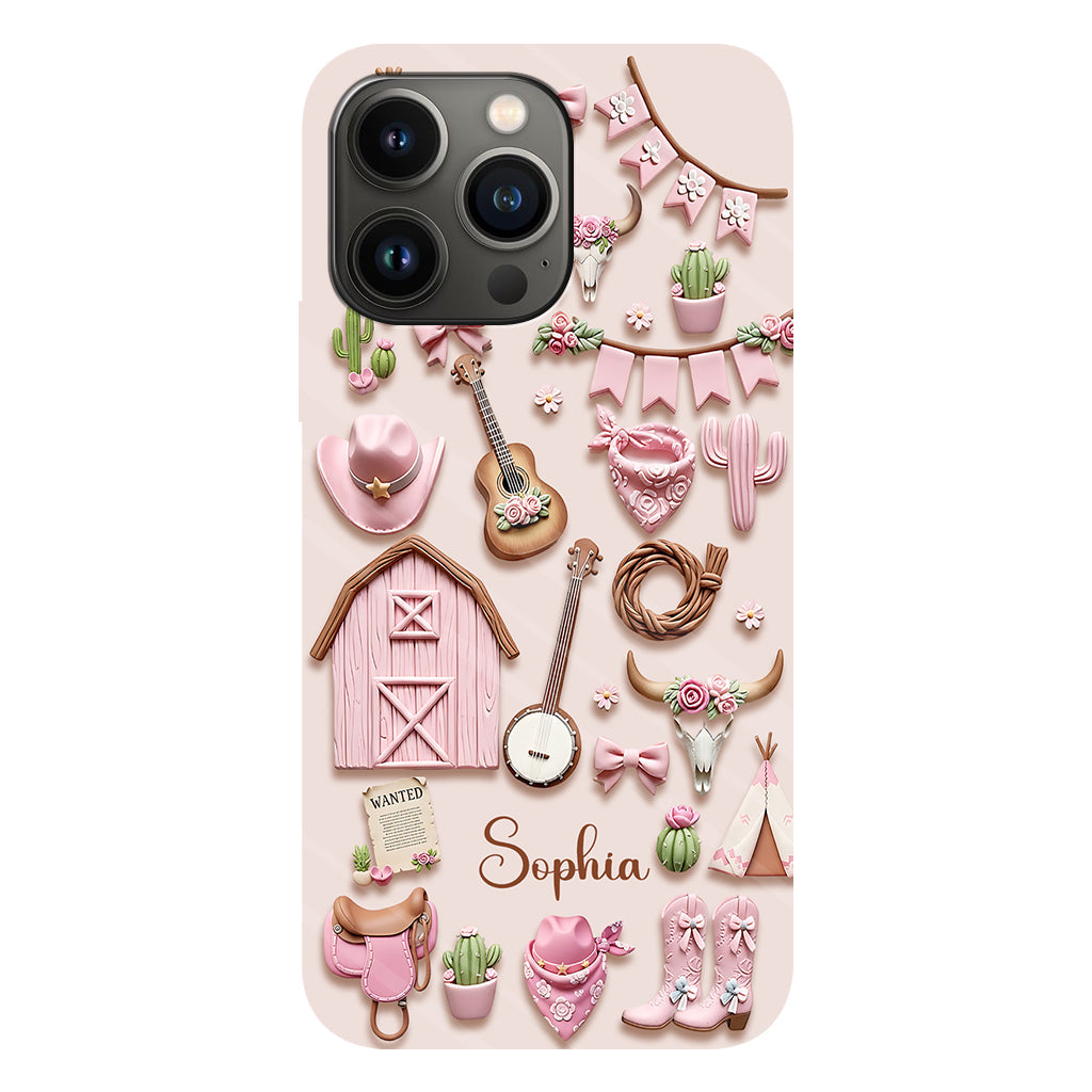 Coque de téléphone personnalisée avec imprimé intégral « Cowgirl rose »