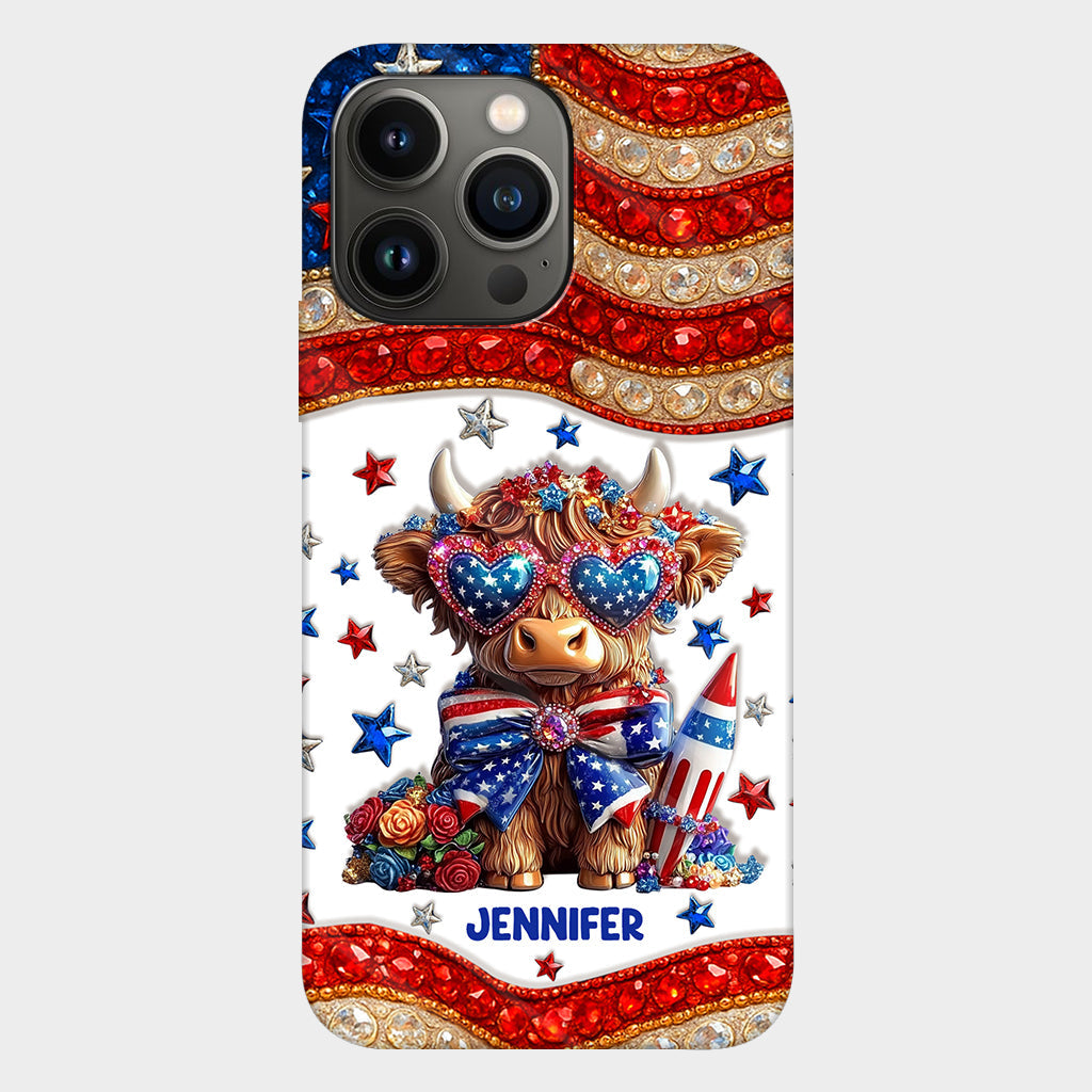 July 4th America - Personalized Highland Cow Full Print Phone Case