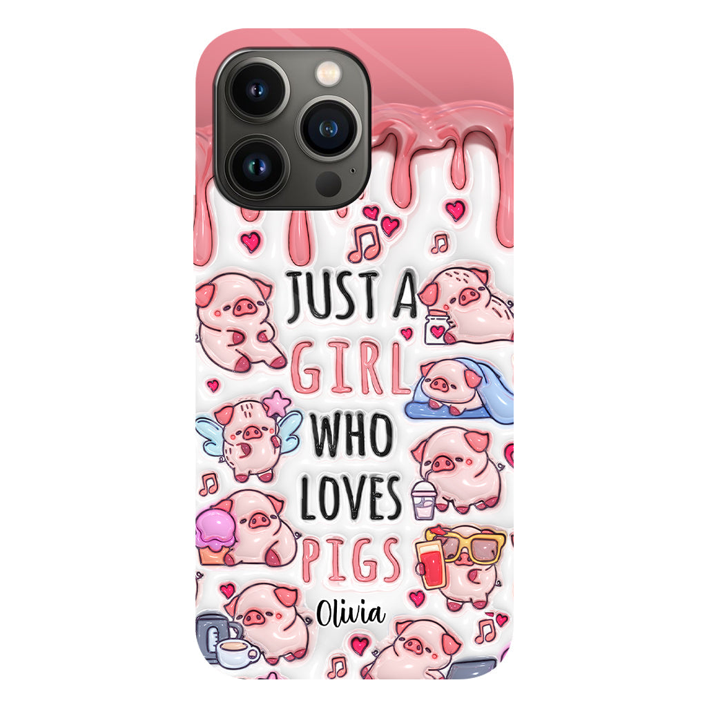 Juste une fille qui aime les cochons - Coque de téléphone personnalisée avec impression intégrale pour les amoureux des cochons