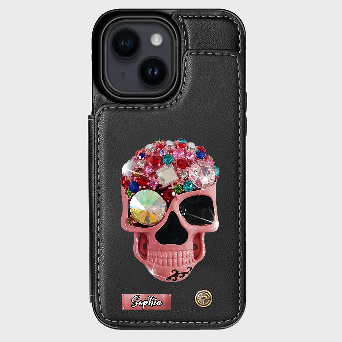Shiny Skull - Personalized Skull Wallet Phone Case