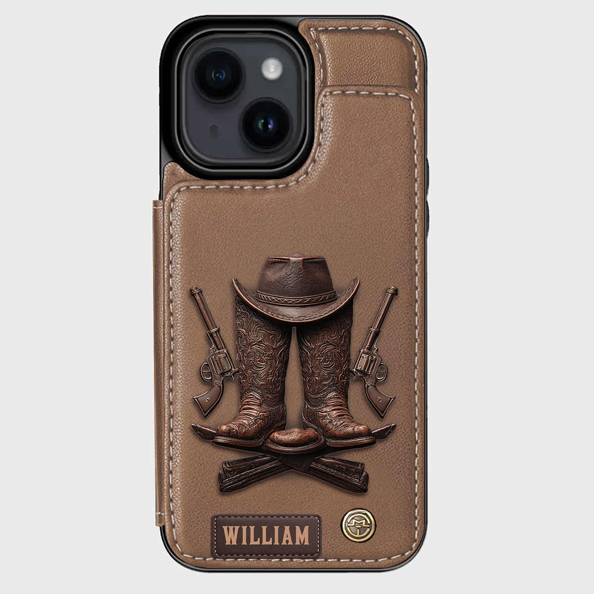 Western Spirit - Étui portefeuille personnalisé style western pour téléphone