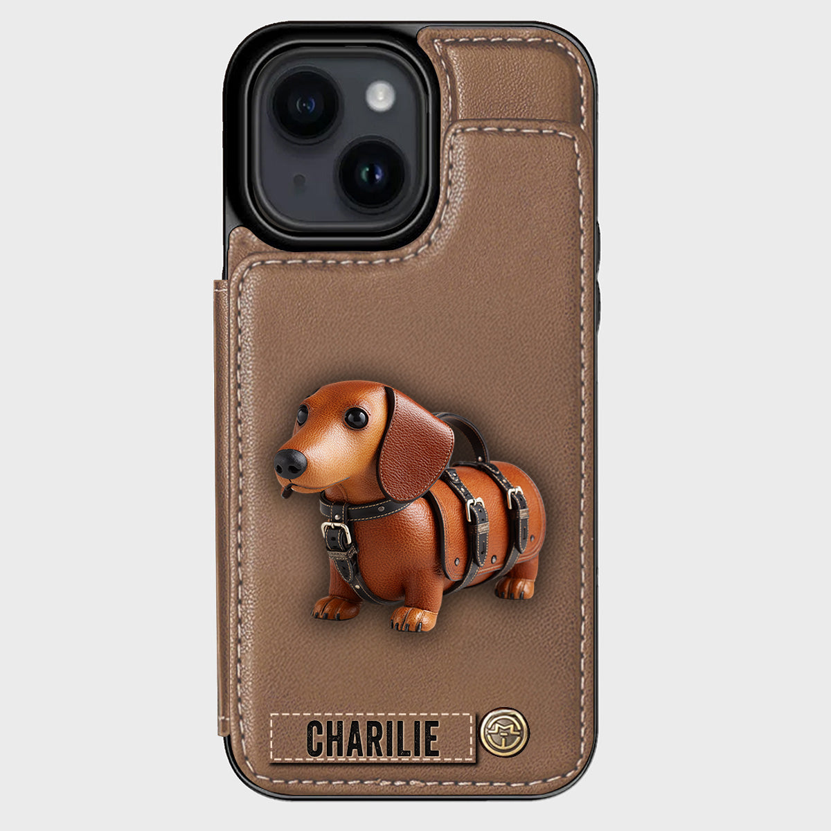 Cute Dachshund - Personalized Dog Wallet Phone Case