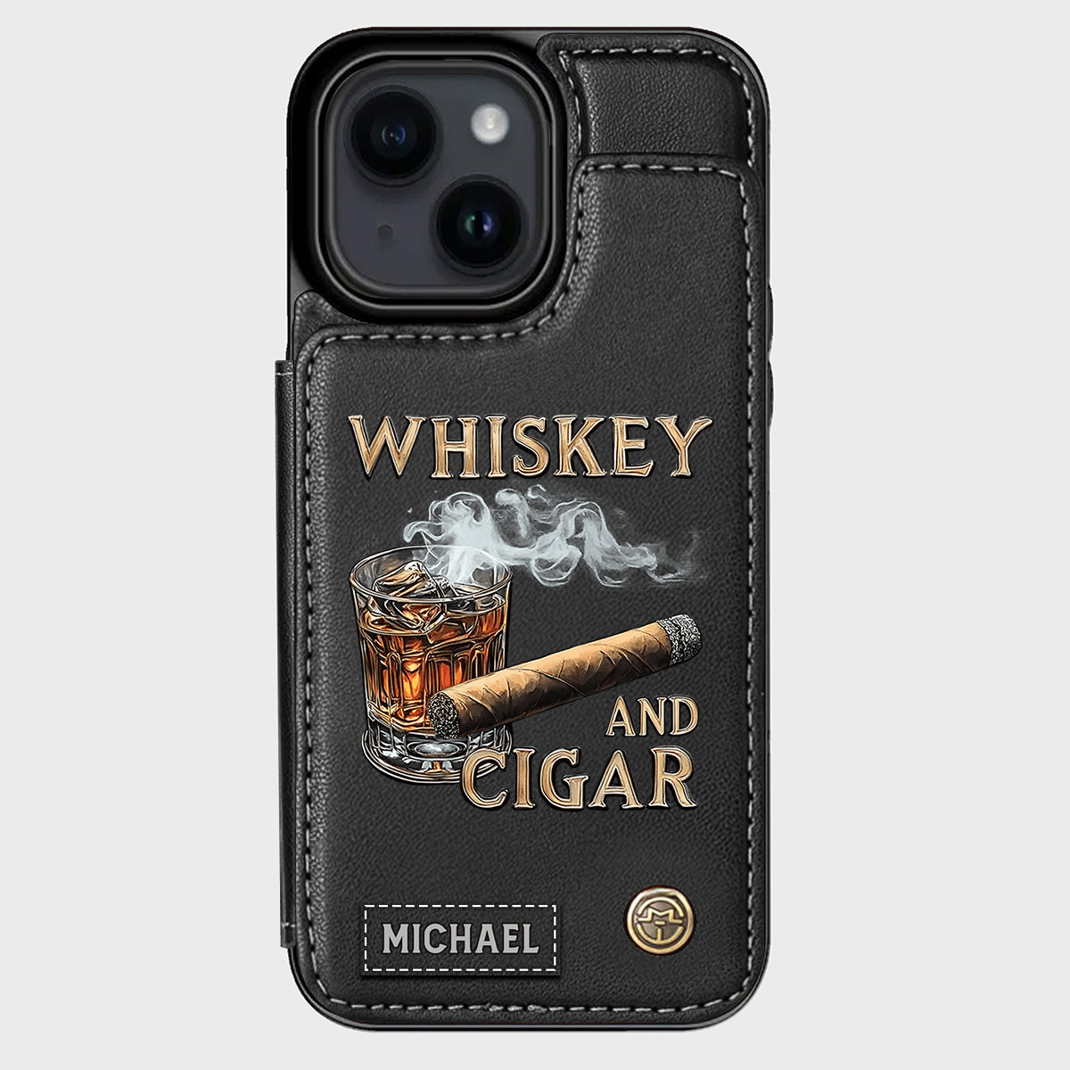 Whiskey And Cigar - Personalized Whisky Wallet Phone Case