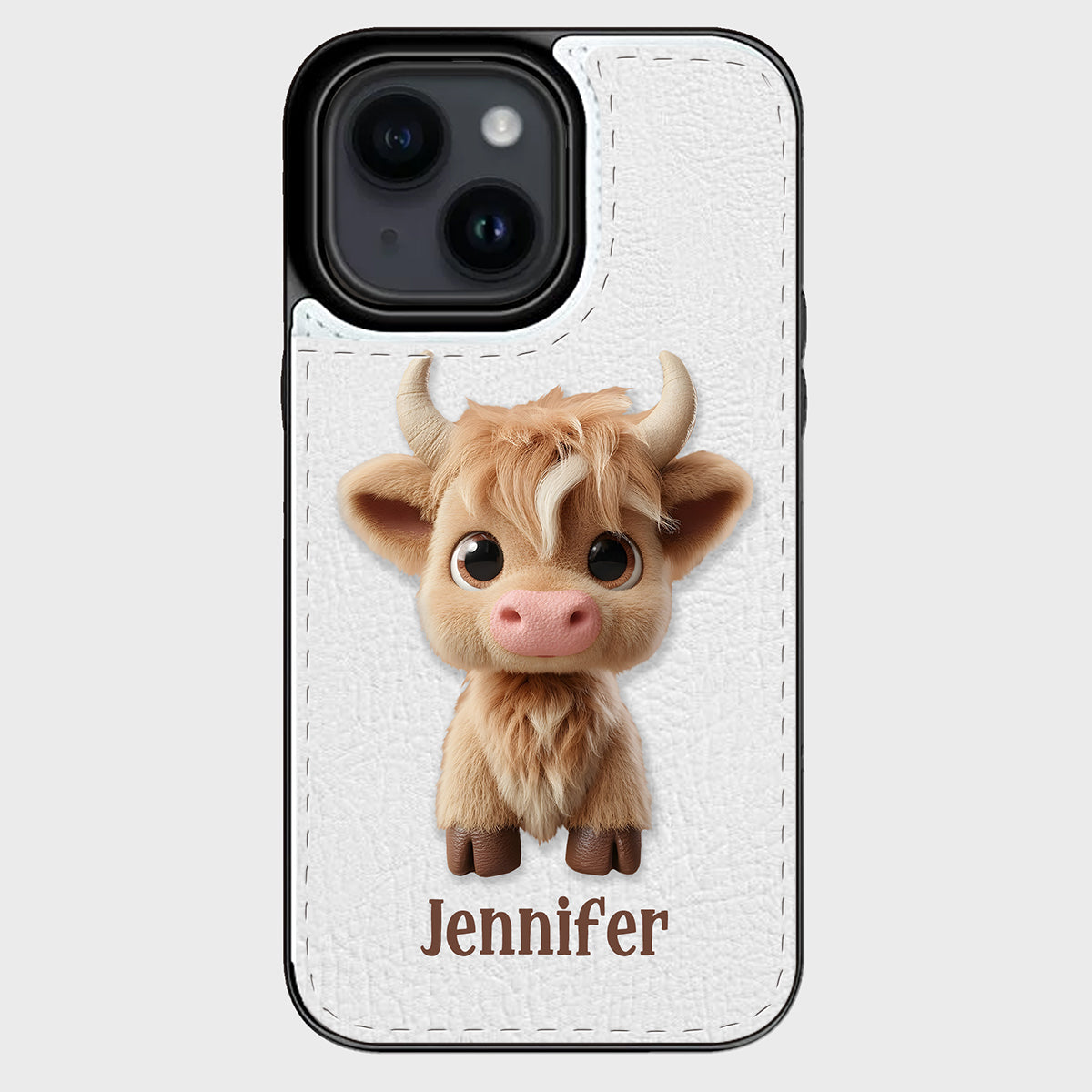 Étui portefeuille pliable personnalisé avec une adorable vache des Highlands