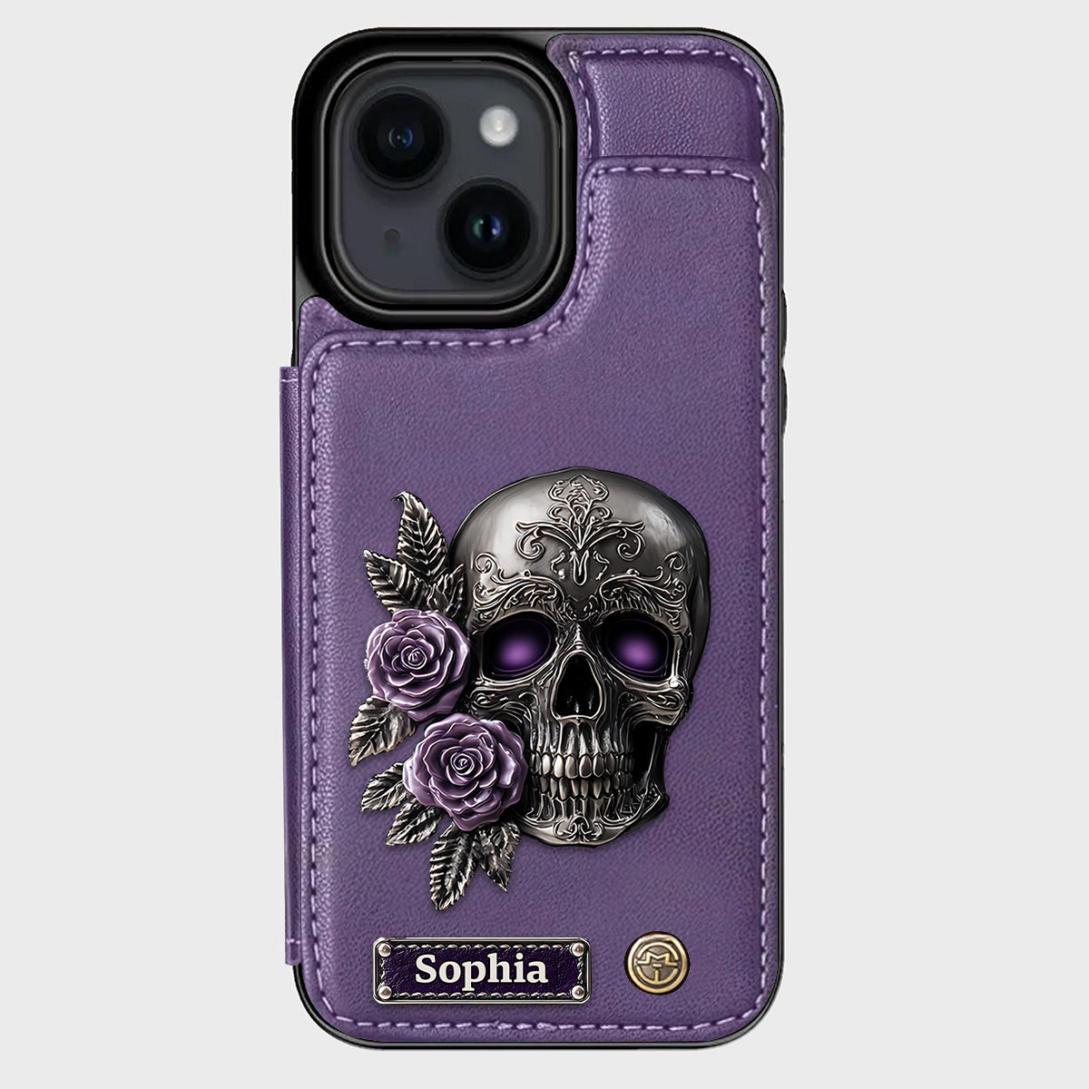 Skull And Roses - Personalized Skull Wallet Phone Case